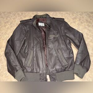 Men's Brown Leather Bomber Jacket